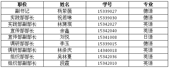 新一届团总支干部名单